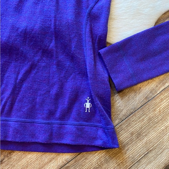 Smartwool Merino Wool purple Quarter-zip long sleeve top - Picture 2 of 8